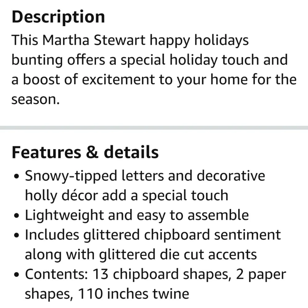 Martha Stewart Happy Holidays Garland